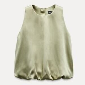 Zara Bubble Hem Satin Top Size XS